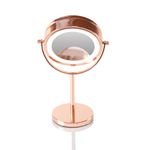 Ingrijire personala si Cosmetice - Machiaj - Oglinzi cosmetice - Oglinda pentru cosmetica si machiaj iluminata LED RIO MMST, rotire 360°, zoom 1x/5x, 4 x AAA, roz - Infinity.ro
