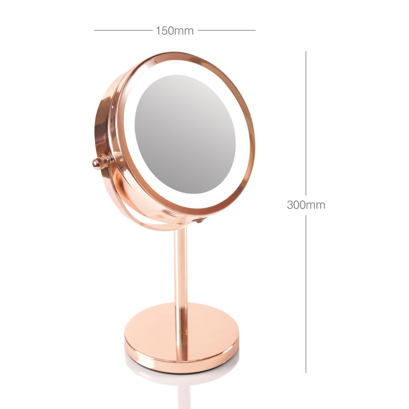 Ingrijire personala si Cosmetice - Machiaj - Oglinzi cosmetice - Oglinda pentru cosmetica si machiaj iluminata LED RIO MMST, rotire 360°, zoom 1x/5x, 4 x AAA, roz - Infinity.ro