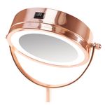 Ingrijire personala si Cosmetice - Machiaj - Oglinzi cosmetice - Oglinda pentru cosmetica si machiaj iluminata LED RIO MMST, rotire 360°, zoom 1x/5x, 4 x AAA, roz - Infinity.ro