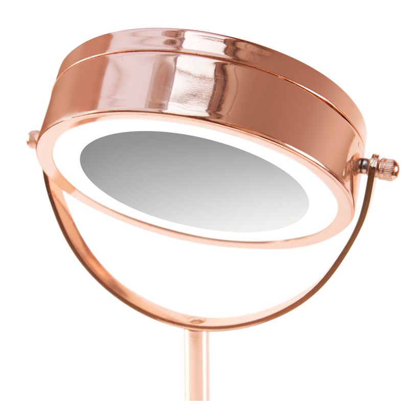 Ingrijire personala si Cosmetice - Machiaj - Oglinzi cosmetice - Oglinda pentru cosmetica si machiaj iluminata LED RIO MMST, rotire 360°, zoom 1x/5x, 4 x AAA, roz - Infinity.ro