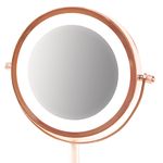 Ingrijire personala si Cosmetice - Machiaj - Oglinzi cosmetice - Oglinda pentru cosmetica si machiaj iluminata LED RIO MMST, rotire 360°, zoom 1x/5x, 4 x AAA, roz - Infinity.ro