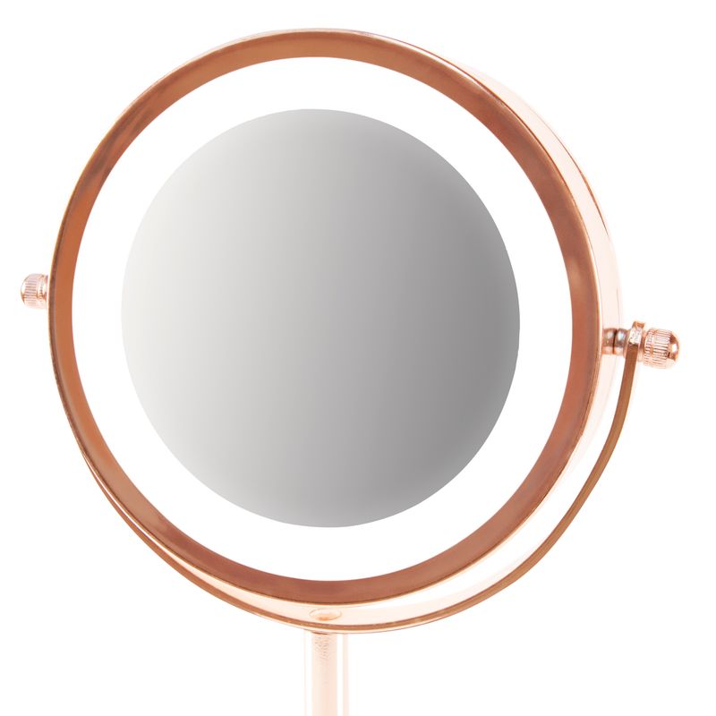Ingrijire personala si Cosmetice - Machiaj - Oglinzi cosmetice - Oglinda pentru cosmetica si machiaj iluminata LED RIO MMST, rotire 360°, zoom 1x/5x, 4 x AAA, roz - Infinity.ro