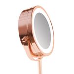Ingrijire personala si Cosmetice - Machiaj - Oglinzi cosmetice - Oglinda pentru cosmetica si machiaj iluminata LED RIO MMST, rotire 360°, zoom 1x/5x, 4 x AAA, roz - Infinity.ro