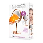 Ingrijire personala si Cosmetice - Machiaj - Oglinzi cosmetice - Oglinda pentru cosmetica si machiaj iluminata LED RIO MMST, rotire 360°, zoom 1x/5x, 4 x AAA, roz - Infinity.ro
