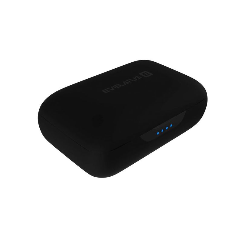TV, Audio-Video si Foto - Portabile audio - Casti audio - Casti audio in ear Evelatus EBE02, Wireless, Bluetooth 5.0, IPX4, Extra Bass, toc de incarcare, negru - Infinity.ro