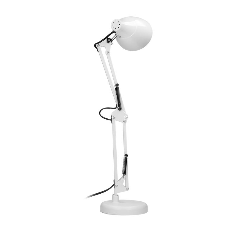 Casa si Gradina - Corpuri si surse de iluminat - Veioze si lampi - Veioze - Lampa de birou VIRONE DIAN DL-1/W, E27, 60 W, 3 articulatii mobile, cablu 110 cm cu comutator, otel, alb - Infinity.ro