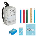 Carti si Birotica - Rechizite - Rucsacuri si genti scolare - Set scolar, mini rucsac fotbal, 8 piese, multicolor, 7.5 x 3 x 10cm - Infinity.ro