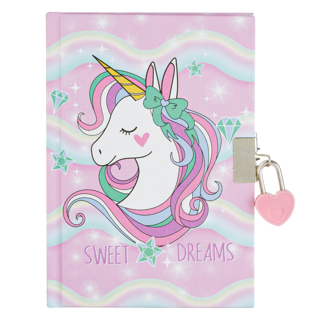 Agenda cu lacat, unicorn, coperta roz, format a5, 80 file