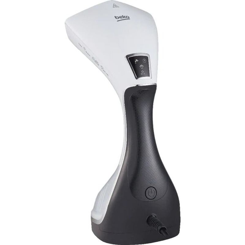 Electronice si Electrocasnice/Ingrijirea tesaturilor/Fiare de calcat - Aparat de Calcat Vertical BEKO STM6120W, 2200W, 25g/min, 230ml, talpa ceramica, Alb-Negru - Infinity.ro