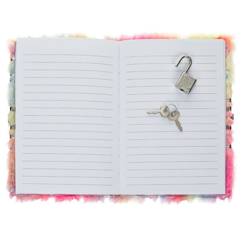 Carti si Birotica - Papetarie - Agende si calendare - Agende si carnete - Carnet notite a6, fancy, coperta imitatie blana, lacat metalic, multicolor, 80 file - Infinity.ro