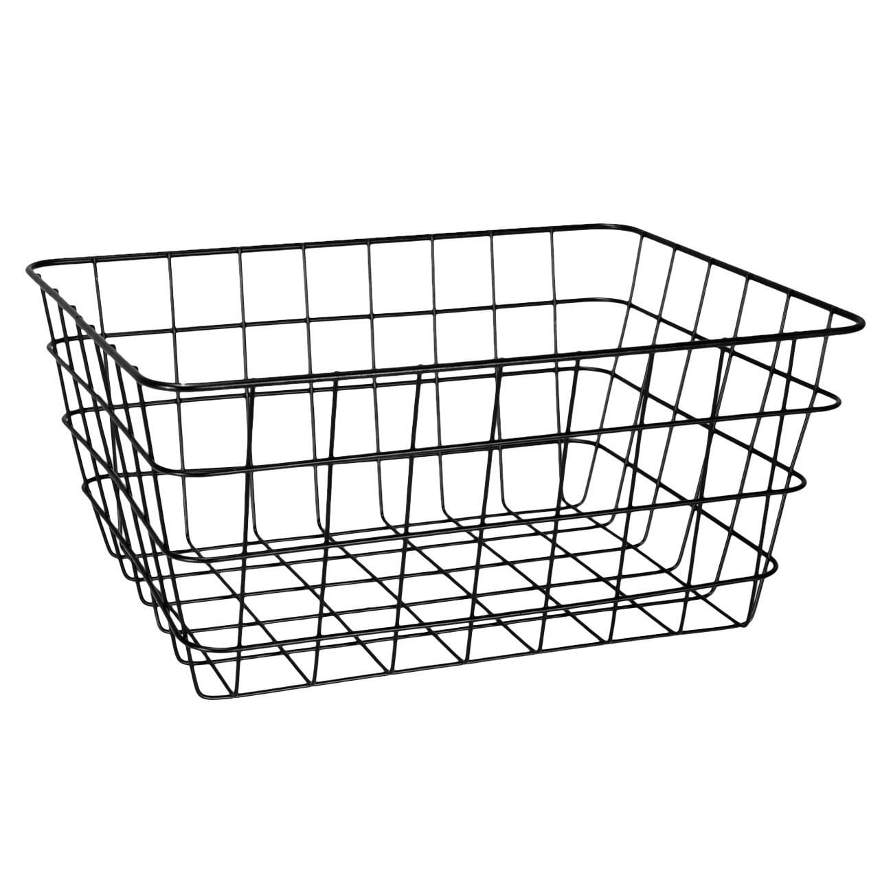 Cos depozitare, model plasa metalica, negru, dimensiuni 32 x 24 x 15cm ...