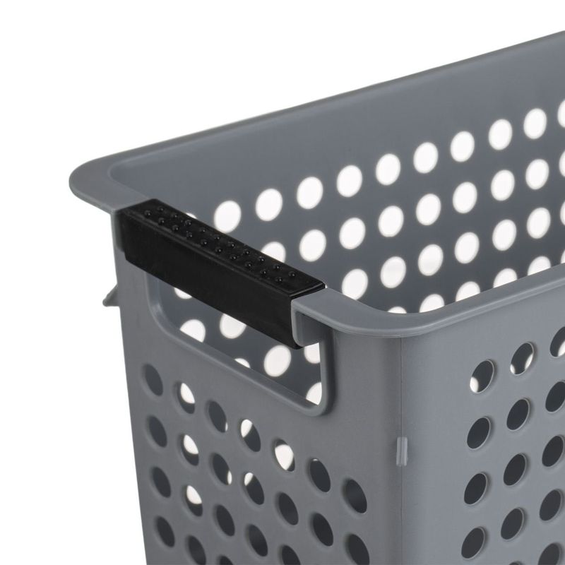 Casa si Gradina - Mobilier - Organizare si depozitare - Cutii depozitare - Cos depozitare plastic, perforat, manere, capacitate 4l, gri - Infinity.ro