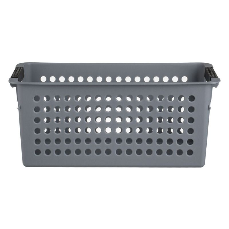 Casa si Gradina - Mobilier - Organizare si depozitare - Cutii depozitare - Cos depozitare plastic, perforat, manere, capacitate 4l, gri - Infinity.ro