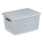 Casa si Gradina - Mobilier - Organizare si depozitare - Cutii depozitare - Cos depozitare plastic, model perforat, gri, capacitate 40l, 46 x 35 x 25cm - Infinity.ro