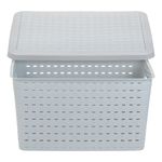 Casa si Gradina - Mobilier - Organizare si depozitare - Cutii depozitare - Cos depozitare plastic, model perforat, gri, capacitate 40l, 46 x 35 x 25cm - Infinity.ro