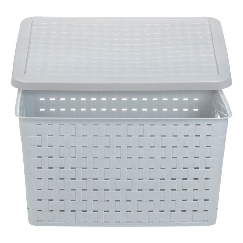 Casa si Gradina - Mobilier - Organizare si depozitare - Cutii depozitare - Cos depozitare plastic, model perforat, gri, capacitate 40l, 46 x 35 x 25cm - Infinity.ro