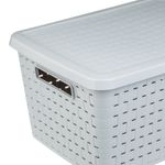 Casa si Gradina - Mobilier - Organizare si depozitare - Cutii depozitare - Cos depozitare plastic, model perforat, gri, capacitate 40l, 46 x 35 x 25cm - Infinity.ro