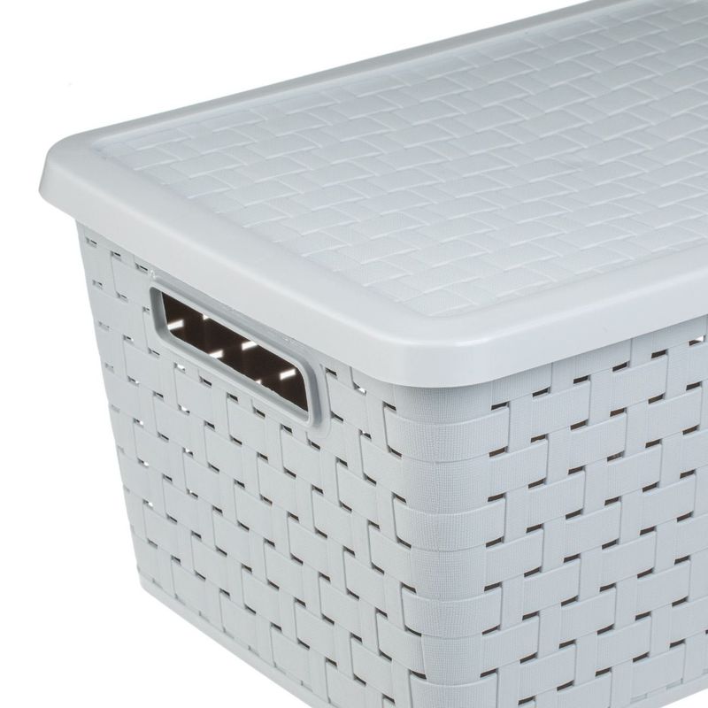 Casa si Gradina - Mobilier - Organizare si depozitare - Cutii depozitare - Cos depozitare plastic, model perforat, gri, capacitate 40l, 46 x 35 x 25cm - Infinity.ro