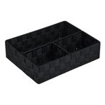 Casa si Gradina - Mobilier - Organizare si depozitare - Cutii depozitare - Cos de depozitare, model ratan, 3 compartimente, dimensiuni 32 x 25 x 8 cm, culoare negru - Infinity.ro
