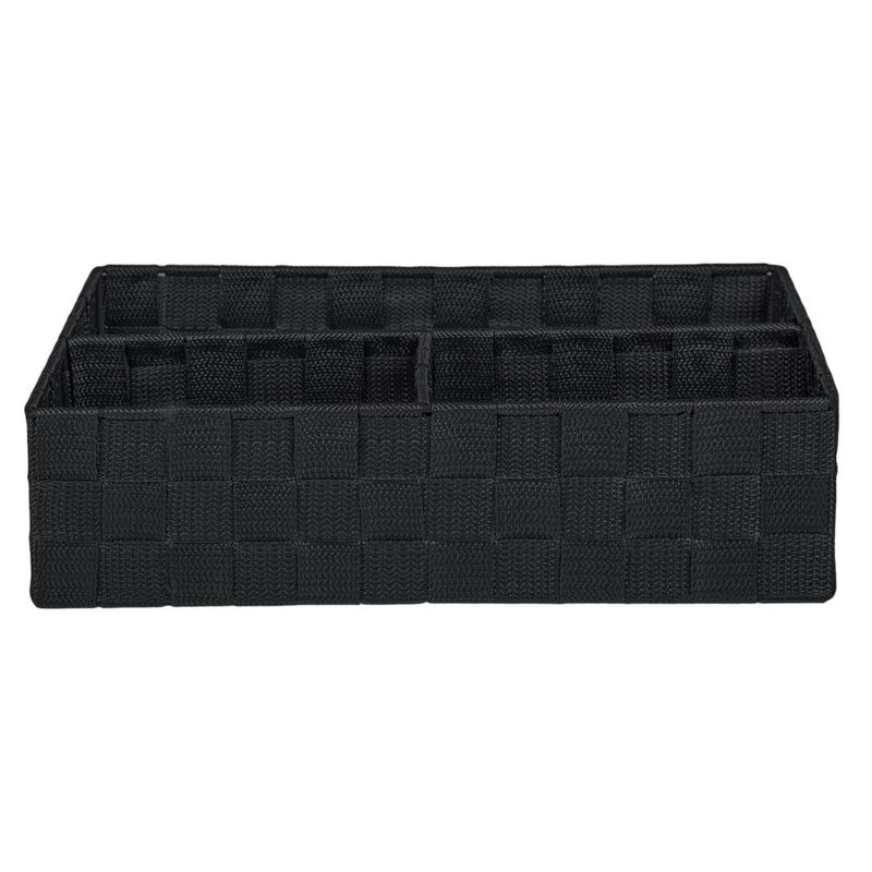 Casa si Gradina - Mobilier - Organizare si depozitare - Cutii depozitare - Cos de depozitare, model ratan, 3 compartimente, dimensiuni 32 x 25 x 8 cm, culoare negru - Infinity.ro