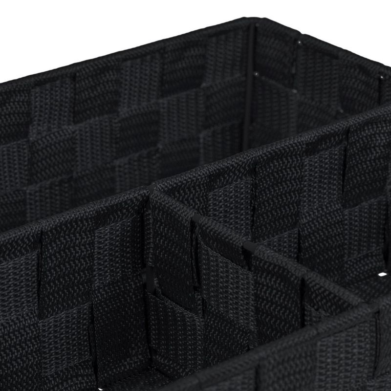 Casa si Gradina - Mobilier - Organizare si depozitare - Cutii depozitare - Cos de depozitare, model ratan, 3 compartimente, dimensiuni 32 x 25 x 8 cm, culoare negru - Infinity.ro