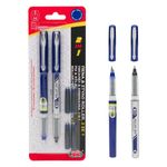 Carti si Birotica - Birotica - Instrumente de scris - Pixuri si stilouri - Set stilou si pix roller, transparent, 2 bucati, rezerve cerneala albastra, sistem avansat de curgere - Infinity.ro