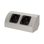 Casa si Gradina - Electrice - Prize - Priza schuko ORNO OR-AE-1303/G(GS), dubla, 230V, 3680W, cablu 0.5 m, gri - Infinity.ro