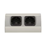 Casa si Gradina - Electrice - Prize - Priza schuko ORNO OR-AE-1303/G(GS), dubla, 230V, 3680W, cablu 0.5 m, gri - Infinity.ro