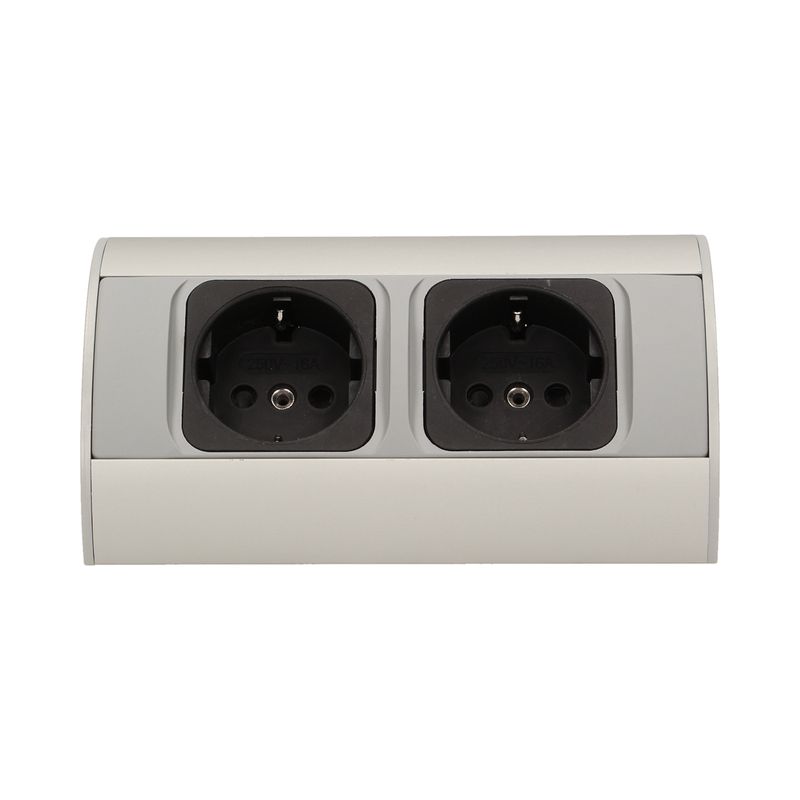 Casa si Gradina - Electrice - Prize - Priza schuko ORNO OR-AE-1303/G(GS), dubla, 230V, 3680W, cablu 0.5 m, gri - Infinity.ro