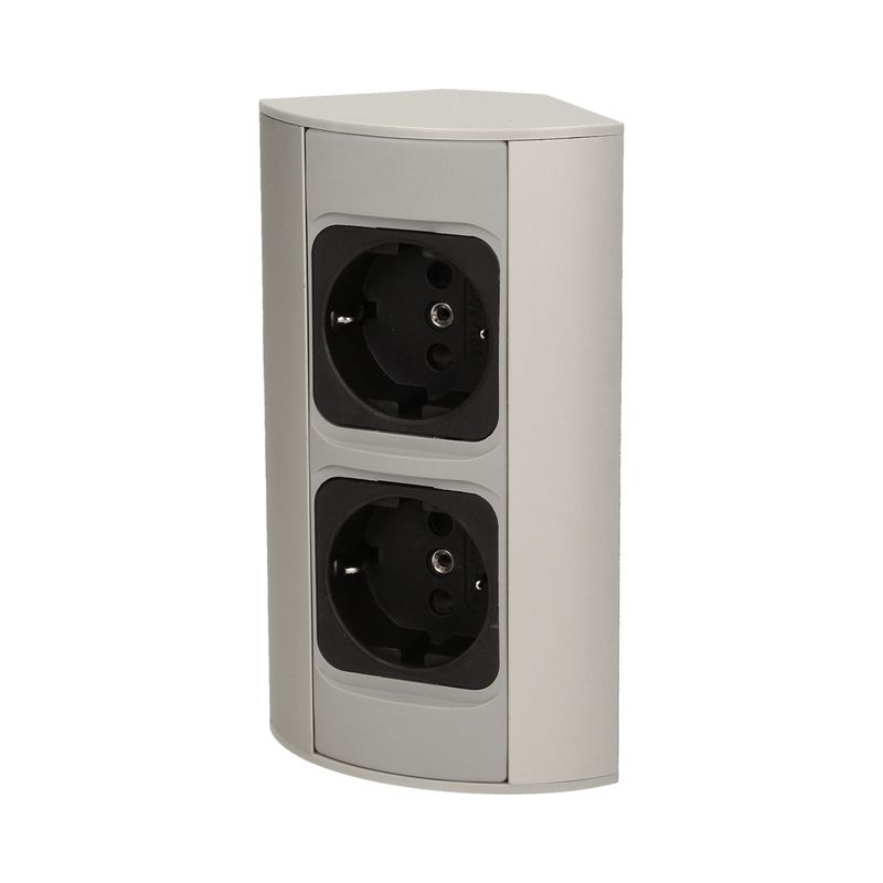 Casa si Gradina - Electrice - Prize - Priza schuko ORNO OR-AE-1303/G(GS), dubla, 230V, 3680W, cablu 0.5 m, gri - Infinity.ro