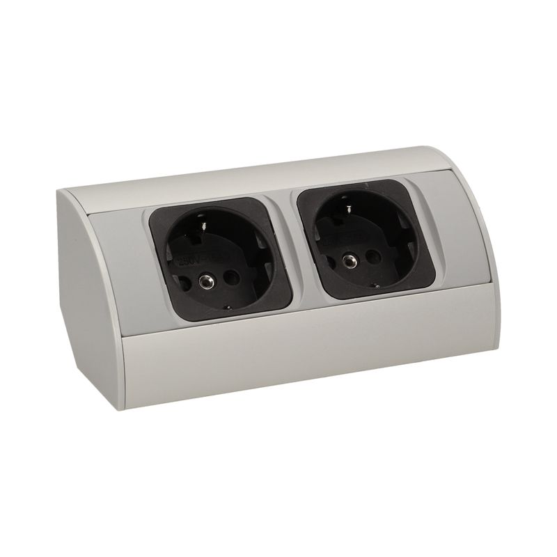 Casa si Gradina - Electrice - Prize - Priza schuko ORNO OR-AE-1303/G(GS), dubla, 230V, 3680W, cablu 0.5 m, gri - Infinity.ro