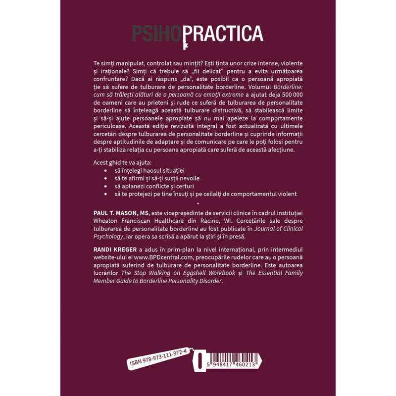 Carti si Birotica - Carti - Psihologie - Borderline - Cum sa traiesti alaturi de o persoana cu emotii extreme - Infinity.ro