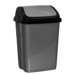 Casa si Gradina - Mobilier - Organizare si depozitare - Cosuri de gunoi - Cos de gunoi plastic, model gri argintiu, capac negru, capacitate 10l - Infinity.ro