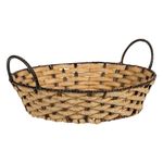 Casa si Gradina - Mobilier - Organizare si depozitare - Cutii depozitare - Cos decorativ bucatarie, rotund, cadru metalic, culoare ecru si maro, diametru 31.5cm, inaltime 8.5cm, impletit - Infinity.ro