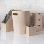 Casa si Gradina - Mobilier - Organizare si depozitare - Cosuri de gunoi - Cos de gunoi birou, model lemn, diametru 25 x 30cm, capacitate 8.5l, bej - Infinity.ro