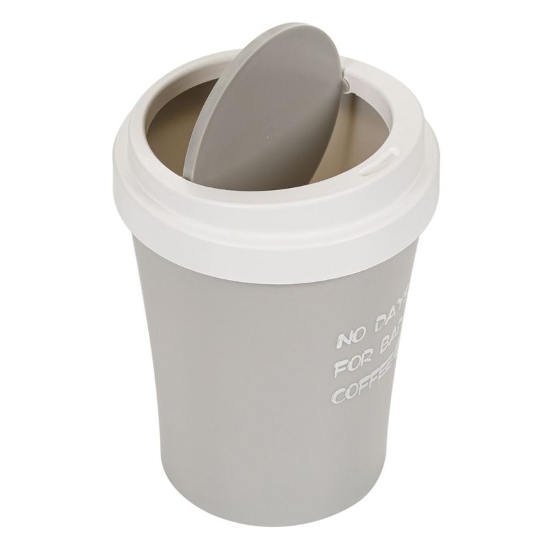 Casa si Gradina - Mobilier - Organizare si depozitare - Cosuri de gunoi - Cos de gunoi plastic, model no days for bad coffee, culoare gri, capacitate 2.2l, diametru 16 x 21cm - Infinity.ro