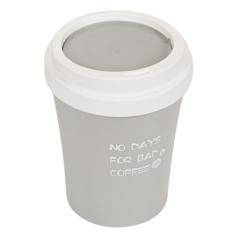 Casa si Gradina - Mobilier - Organizare si depozitare - Cosuri de gunoi - Cos de gunoi plastic, model no days for bad coffee, culoare gri, capacitate 2.2l, diametru 16 x 21cm - Infinity.ro