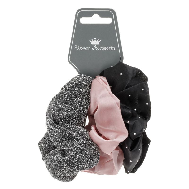 Fashion, accesorii si bijuterii - Femei - Accesorii femei - Accesorii pentru par femei - Set elastice par femei, multicolor, satin, 3 bucati - Infinity.ro