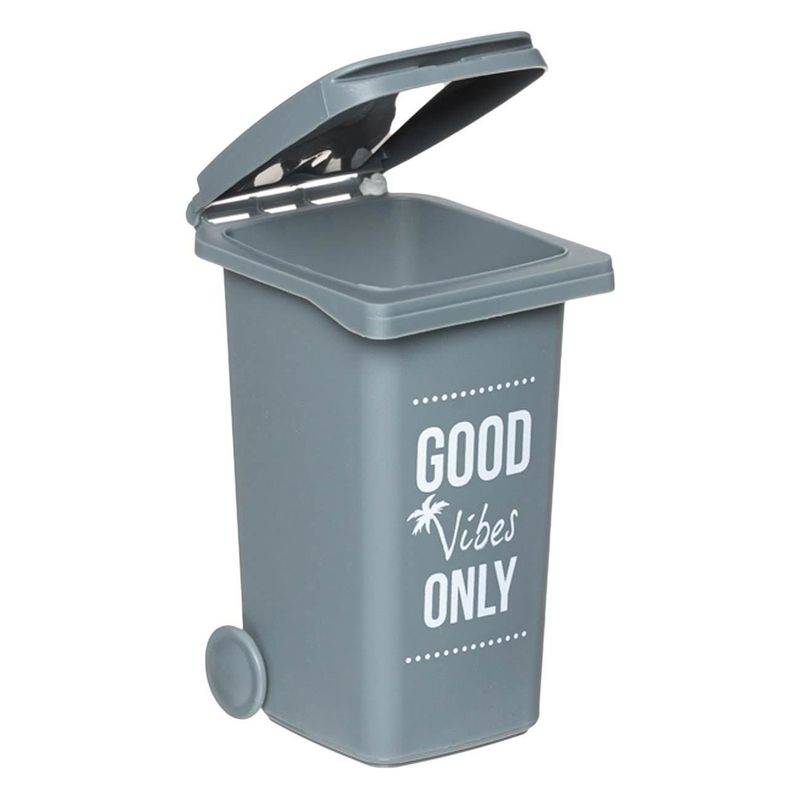 Casa si Gradina - Mobilier - Organizare si depozitare - Cosuri de gunoi - Cos de gunoi plastic, good vibes, capacitate 0.48l, gri - Infinity.ro