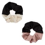 Fashion, accesorii si bijuterii - Femei - Accesorii femei - Accesorii pentru par femei - Elastice par dama, model bicolor, set 2 bucati, nude/negru si ecru/negru - Infinity.ro