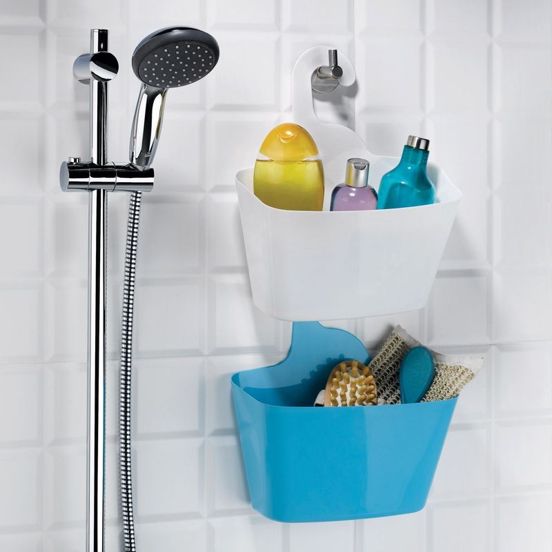 Market - Spalare si intretinere rufe - Uscatoare de rufe si accesorii - Cos suspendabil baie, gondol, 28 x 12 x 16 cm, plastic, turcoaz - Infinity.ro