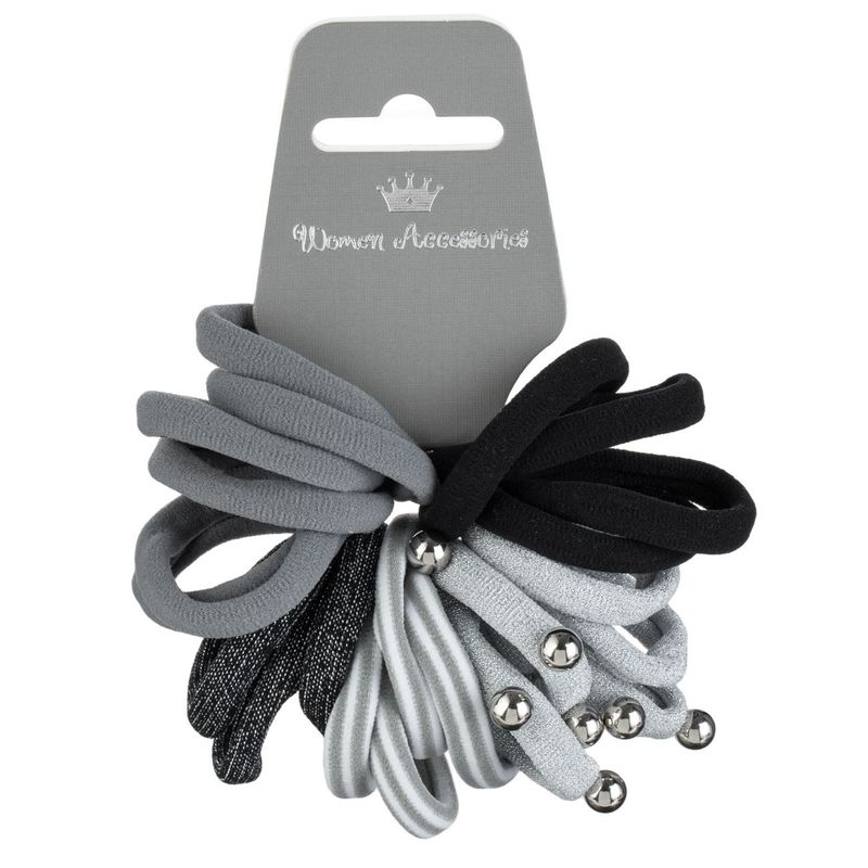 Fashion, accesorii si bijuterii - Femei - Accesorii femei - Accesorii pentru par femei - Set elastice par, 22 bucati, multicolor, frotte, lurex argintiu - Infinity.ro