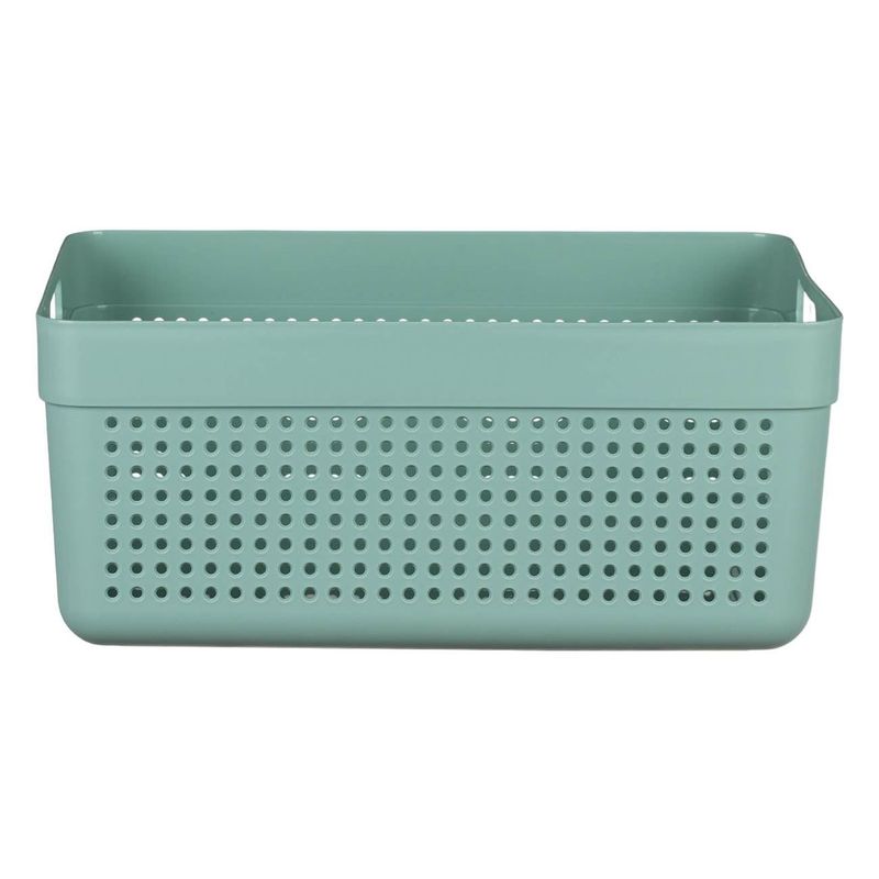 Casa si Gradina - Mobilier - Organizare si depozitare - Cutii depozitare - Cos depozitare plastic, verde menta, capacitate 10l, perforat cu manere - Infinity.ro