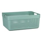 Casa si Gradina - Mobilier - Organizare si depozitare - Cutii depozitare - Cos depozitare plastic, verde menta, capacitate 10l, perforat cu manere - Infinity.ro