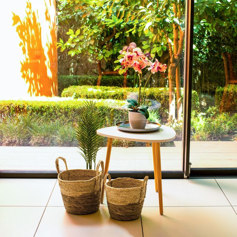 Casa si Gradina - Mobilier - Organizare si depozitare - Cutii depozitare - Cos depozitare, natur, 28 x 23cm, bej maro, fibra de porumb, cu maner - Infinity.ro