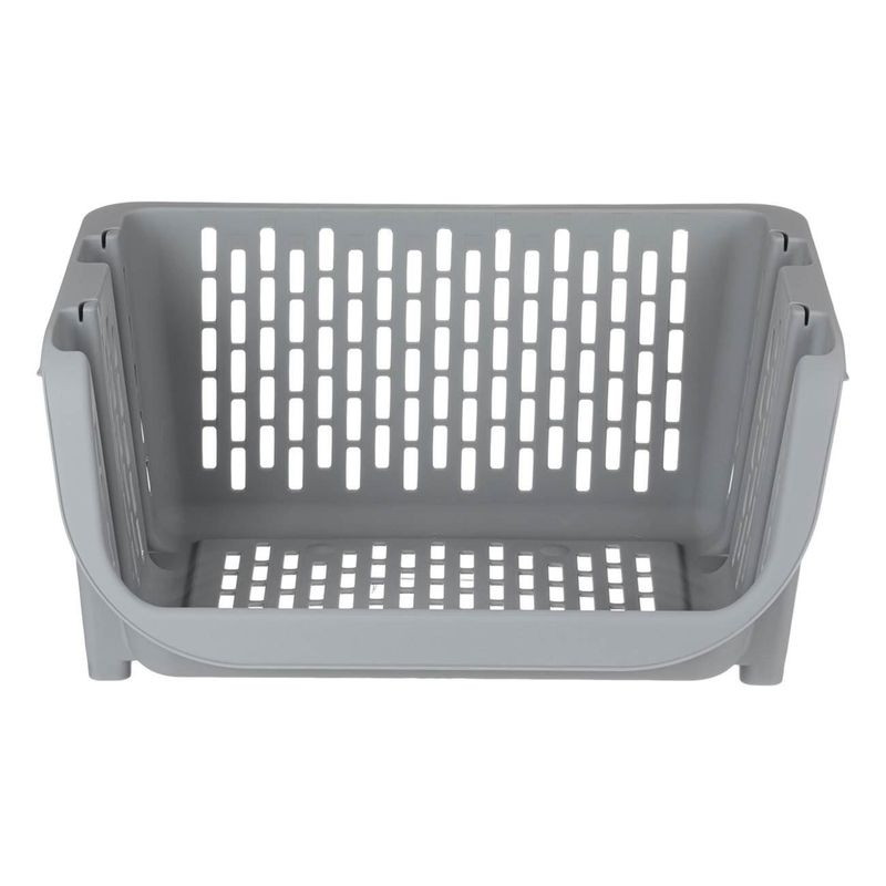 Casa si Gradina - Mobilier - Organizare si depozitare - Cutii depozitare - Cos stivuibil, plastic, perforat, gri, 49 x 36 x 25 cm - Infinity.ro
