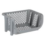 Casa si Gradina - Mobilier - Organizare si depozitare - Cutii depozitare - Cos stivuibil, plastic, perforat, gri, 49 x 36 x 25 cm - Infinity.ro