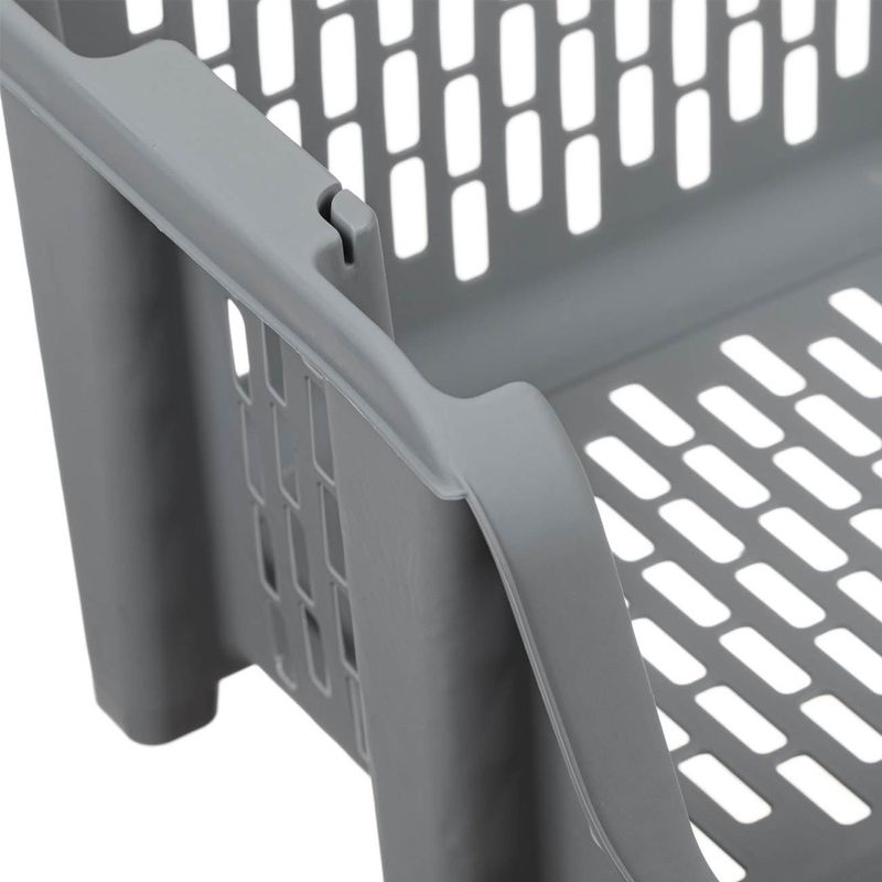 Casa si Gradina - Mobilier - Organizare si depozitare - Cutii depozitare - Cos stivuibil, plastic, perforat, gri, 49 x 36 x 25 cm - Infinity.ro