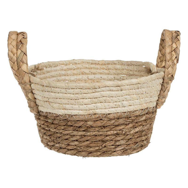 Casa si Gradina - Mobilier - Organizare si depozitare - Cutii depozitare - Cos depozitare, 22 x 12cm, fibre porumb, culoare maro si bej, cu manere - Infinity.ro