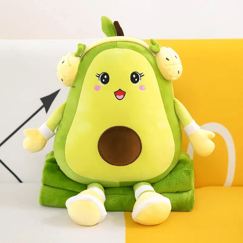 Jucarii, Copii si Bebe - Jucarii si jocuri - Jucarii de plus - Jucarie de plus multifunctionala, 25x30x30cm, cu Paturica pufoasa, dimensiuni 180x100cm, Avocado, Culoare VerdeABYZ™ - Infinity.ro